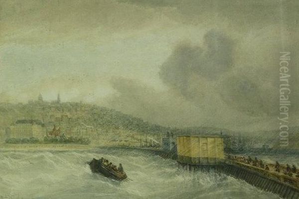 Boulogne On A Squally Day Oil Painting by William Adolphu Knell