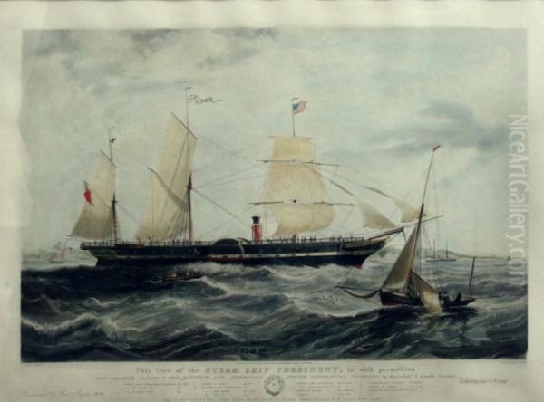 This View Of The Steam Ship President Oil Painting by William Adolphu Knell