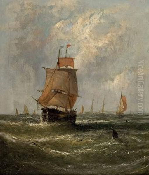 Flotte Auf Hoher See Oil Painting by William Adolphu Knell