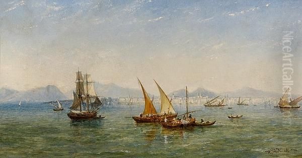 Dhows And Other Shipping Off A Continentalport Oil Painting by William Adolphu Knell