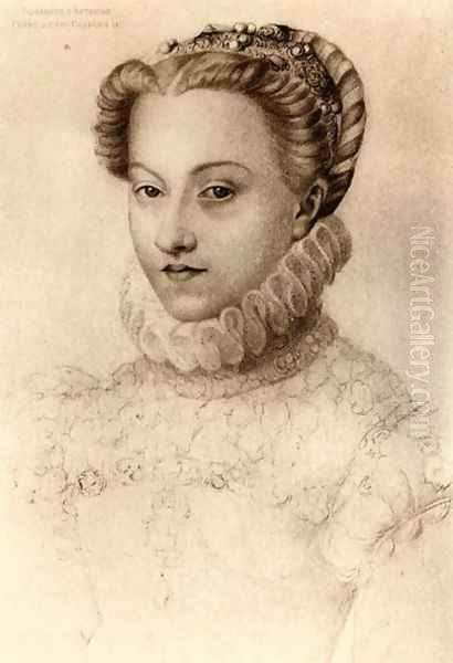 Elizabeth of Austria, Queen of France (1554-92) Oil Painting by Francois Clouet