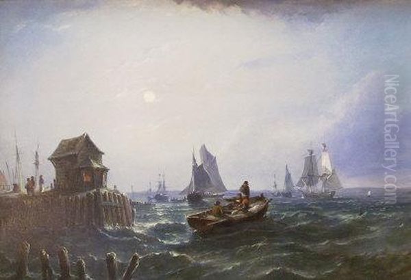 Evening Seascape Oil Painting by William Adolphu Knell