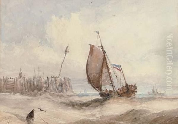 Running Out On The Tide Oil Painting by William Adolphu Knell