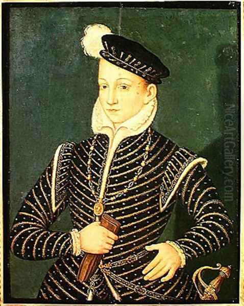 Portrait of Charles IX (1550-74) 1565-72 Oil Painting by Francois Clouet