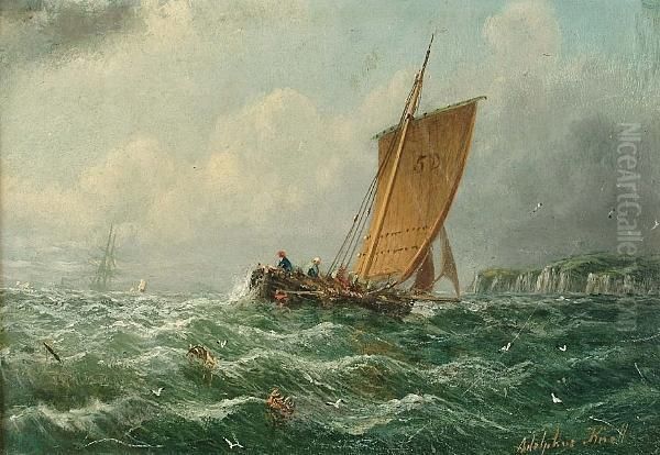 Putting Out The Nets Oil Painting by William Adolphu Knell