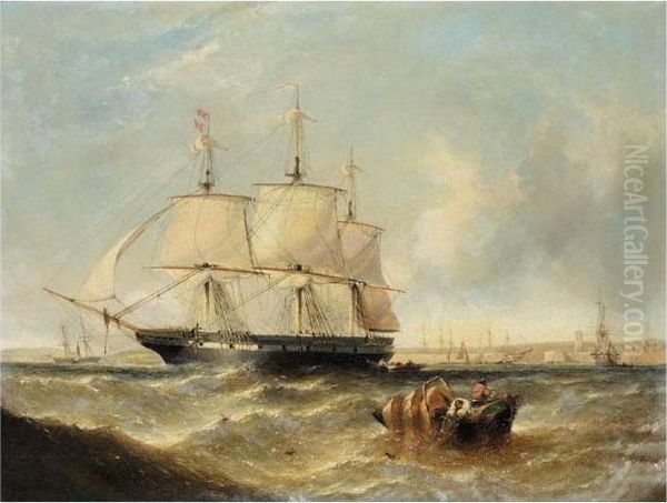 Leaving Port Oil Painting by William Adolphu Knell