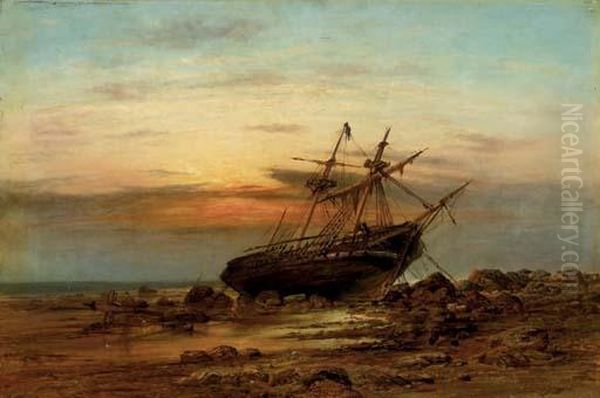 A Beached Boat Oil Painting by Charles Parsons Knight