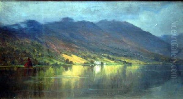 Loch Scene 7.5 X 13in Oil Painting by Charles Parsons Knight