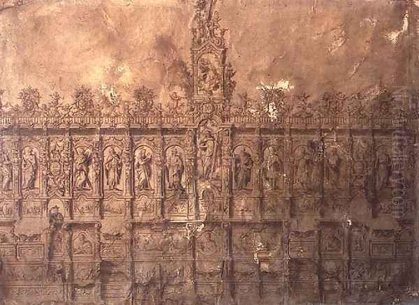 Design for the choir stalls Oil Painting by Alberto de Churriguera