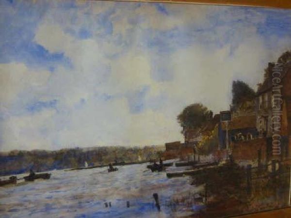 Riverside Buildings Oil Painting by John William Buxton Knight