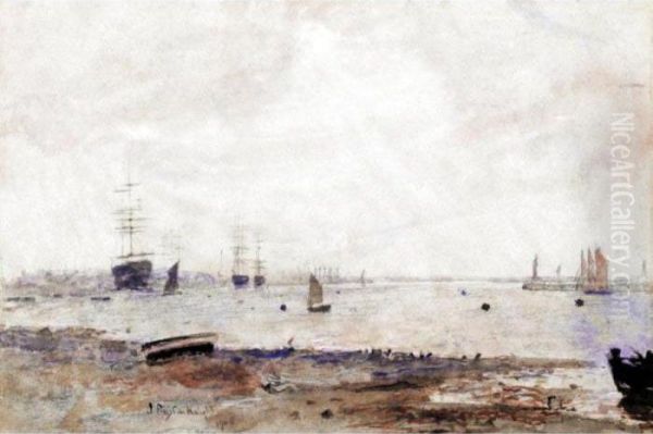 Harbour Scene Oil Painting by John William Buxton Knight