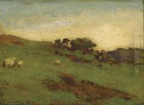 Landscape With Sheep Oil Painting by Joseph Knight