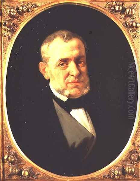 Portrait of Giuseppe Saverio Mercadante (1795-1870) Italian composer Oil Painting by Andrea Cefaly