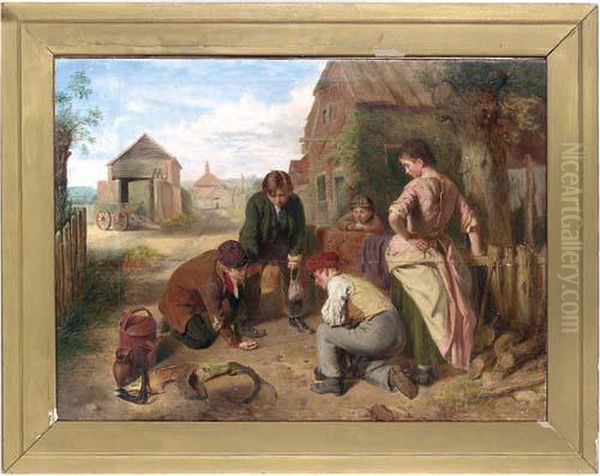 The Game Of Marbles Oil Painting by William Henry Knight