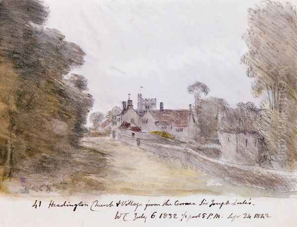 Headington Church And Village From The Terrace Of Sir Joseph Lock's Oil Painting by Dr. William Crotch