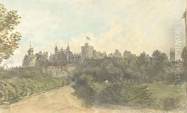 A view of Windsor Castle from Clewer Lane Oil Painting by Dr. William Crotch