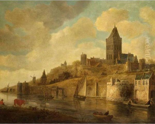 A View Of The Valkhof In Nijmegen Oil Painting by Wouter Knijff