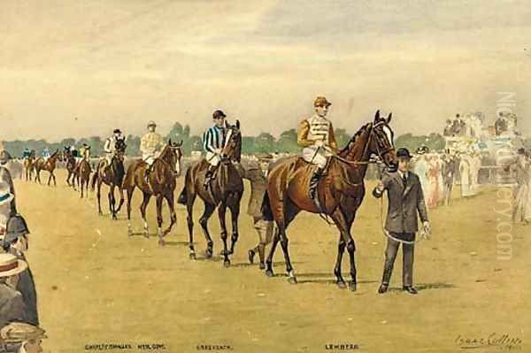 Lemberg and Greenback in the saddling ring Oil Painting by Isaac Cullin