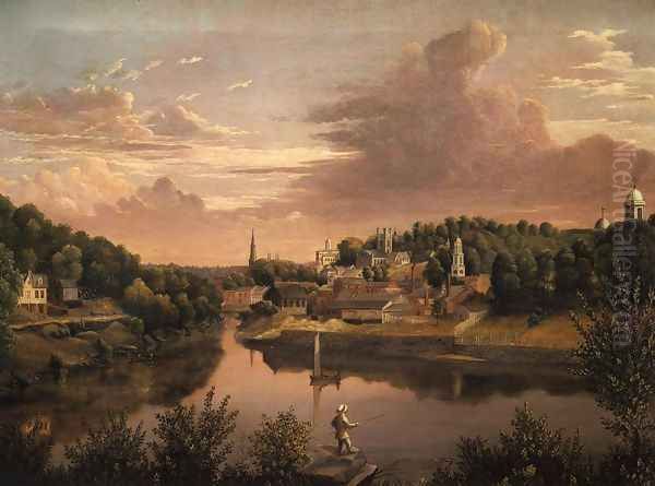 View of Norwich Harbor in 1849 Oil Painting by John Crocker