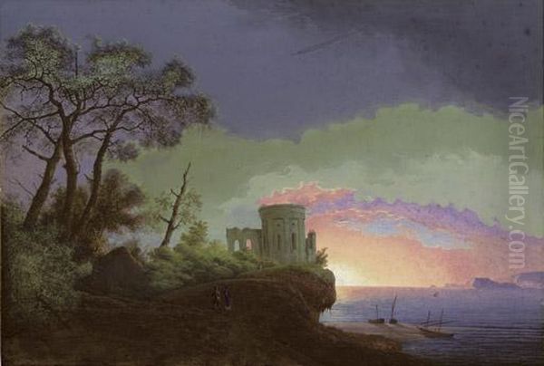 Landscape With A Classical Temple by Henri Knip