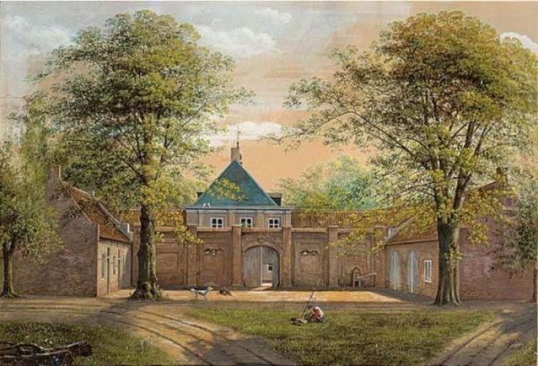 A View Of 'huis Haanwijk' With A Traveller Resting Oil Painting by Henri Knip