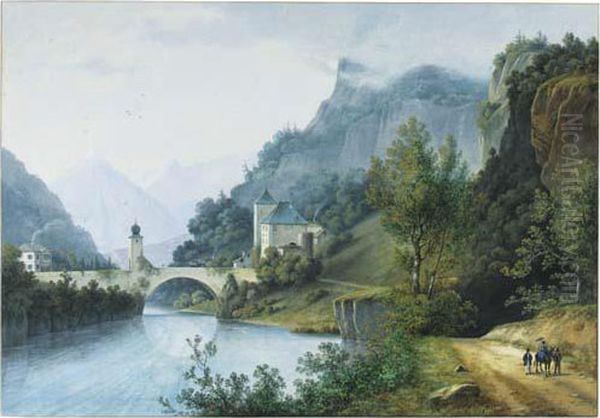 A View Of Saint Maurice, Wallis, Swizerland Oil Painting by Henri Knip