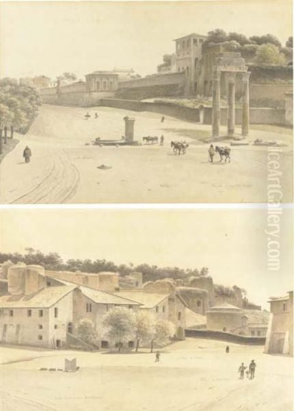 Two Views Of The Palatine Hill Oil Painting by Joseph Augustus Knip