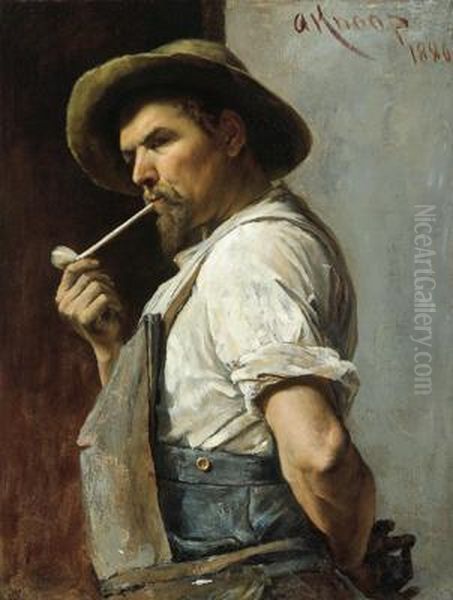 Der Schmied Oil Painting by August Knoop