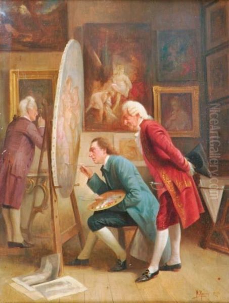 Inspecting The Commission Oil Painting by August Knoop