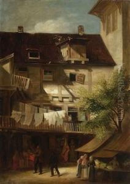 Aus Uberlingen Am Bodensee: Oil Painting by August Knoop