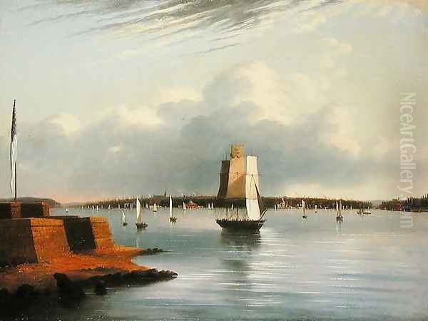 Baltimore Harbour, 1852 Oil Painting by Edmund C. Coates