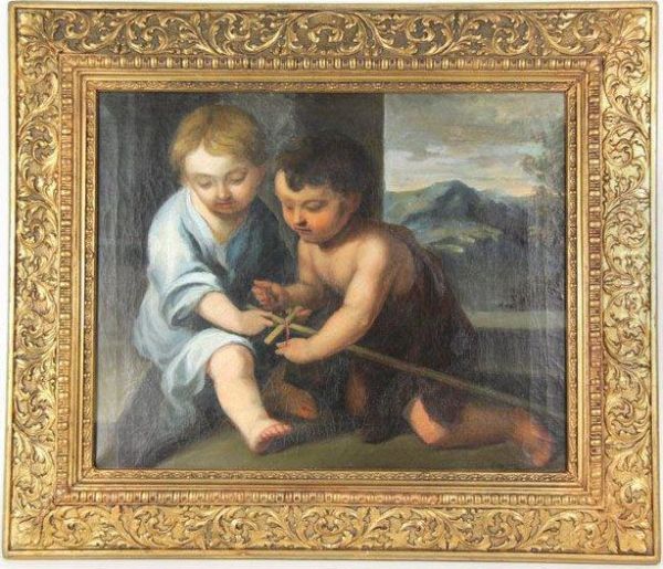 The Infant Christ And St John The Baptist Oil Painting by Imre, Emerich Knopp