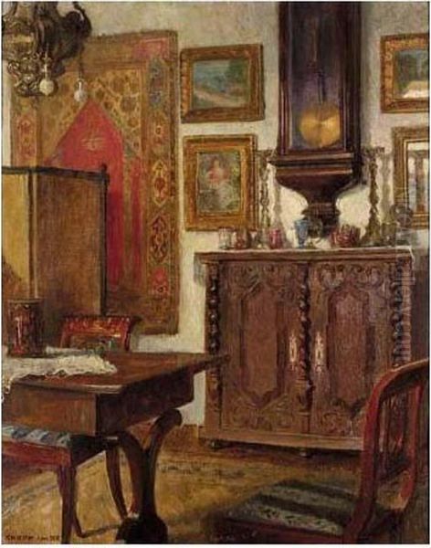 Interior Oil Painting by Imre, Emerich Knopp