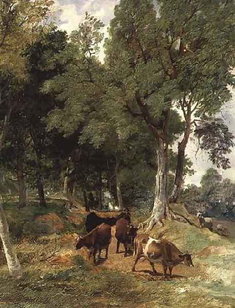 Cattle on a Devonshire Lane Oil Painting by Lee, Frederick Richard (1798-1879) and Cooper, Thomas Sidney (18