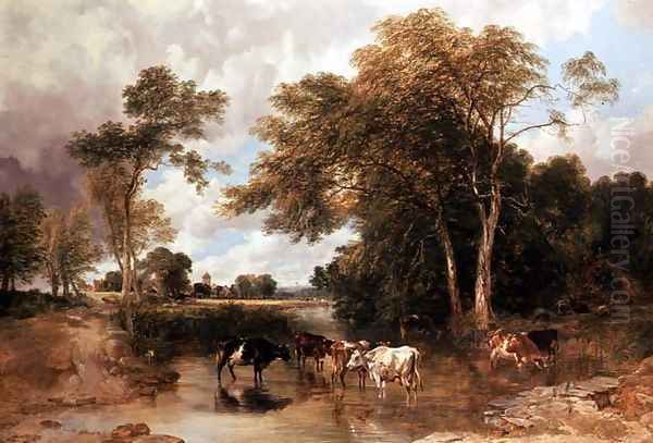 Wooded River Landscape Oil Painting by Lee, Frederick Richard (1798-1879) and Cooper, Thomas Sidney (18