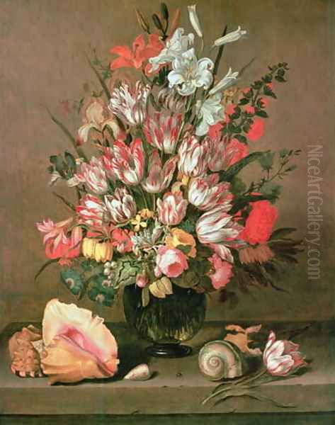 Tulips, Lilies, Irises and Roses Oil Painting by Anthony I Claesz.