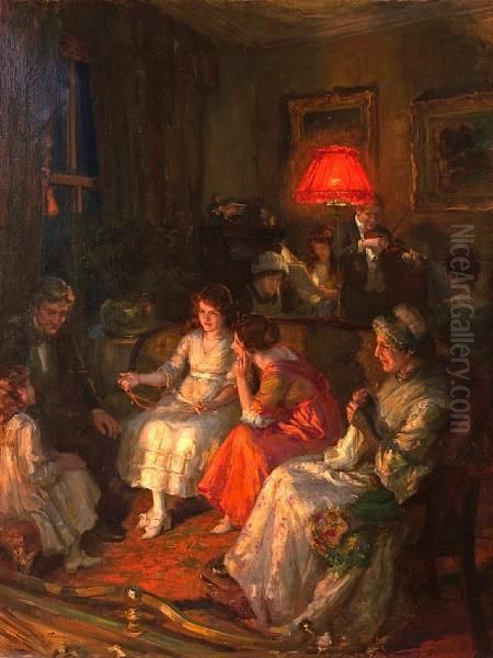 An Enjoyable Evening Oil Painting by Georges Sheridan Knowles