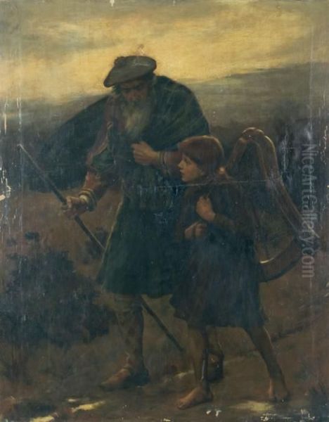 The Last Minstrel. Oil Painting by Georges Sheridan Knowles