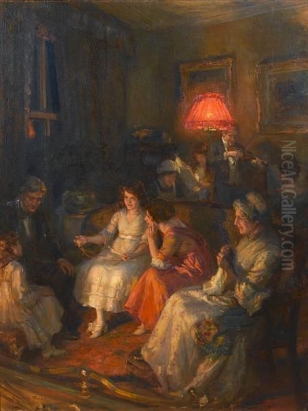 The Home Fire Oil Painting by Georges Sheridan Knowles