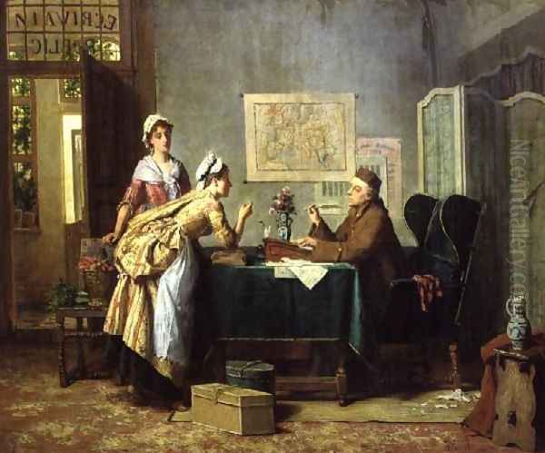 The Public Letter Writer, 1880 Oil Painting by Z. Carabin