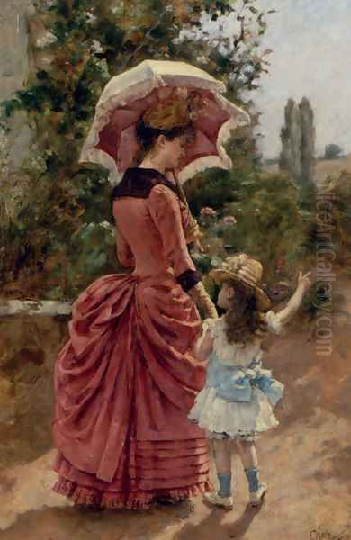 Mother And Child Oil Painting by Charles Cres