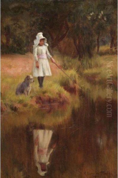 A Walk By The River Oil Painting by Georges Sheridan Knowles