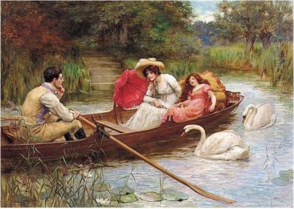 Summer Pleasure On The River Oil Painting by Georges Sheridan Knowles