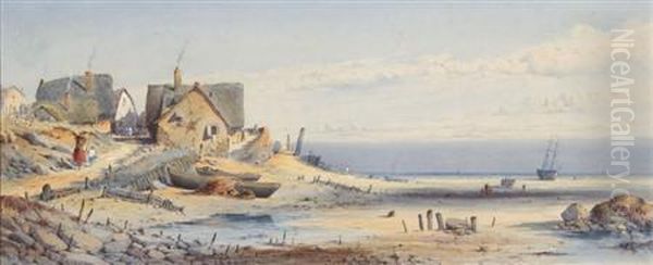 A Jetty In Winter Oil Painting by George Knox