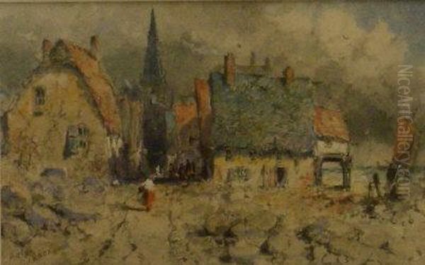 Cottages By The Sea Oil Painting by George Knox