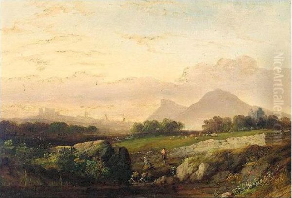 A Distant View Of Edinburgh Oil Painting by John Knox