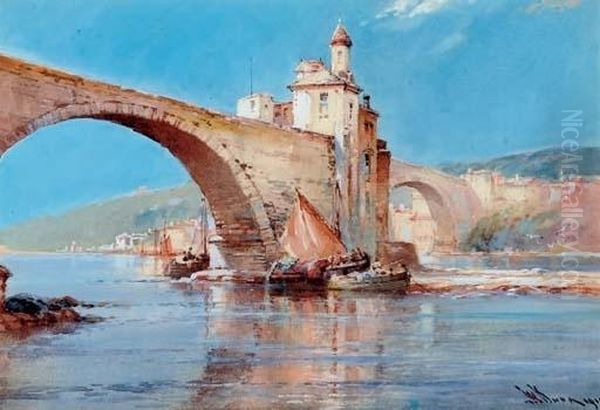 Under The Bridge Oil Painting by William Knox