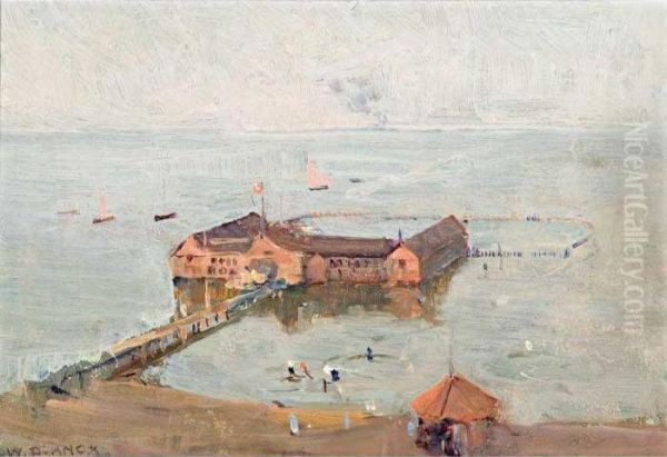 The Baths, Brighton Oil Painting by William Dunn Knox