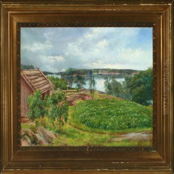 Landscape From Finland Oil Painting by Peder Knudsen