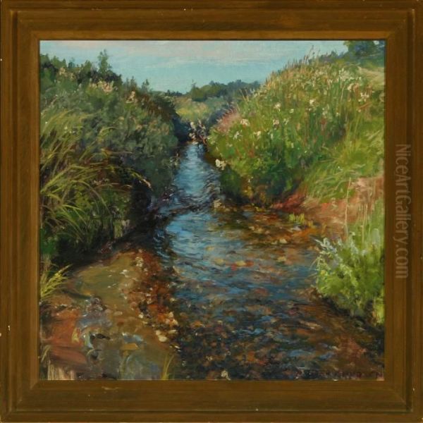 A Summer Landscape With A Brook by Peder Knudsen